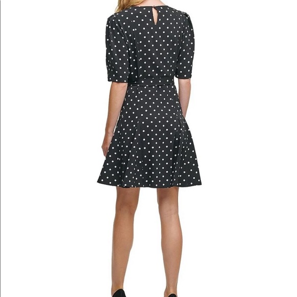 WORN ONCE Classic Dot Twill Elbow Sleeve Fit & Flare Dress size 10 - Picture 2 of 4